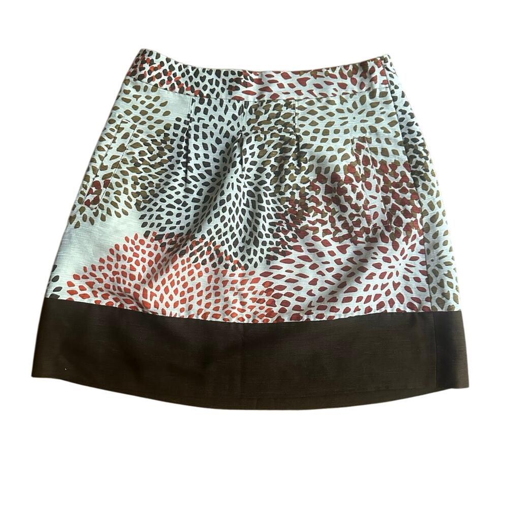 Banana Republic O Petite Silk Blend Fall Abstract Geometric Floral Short Skirt